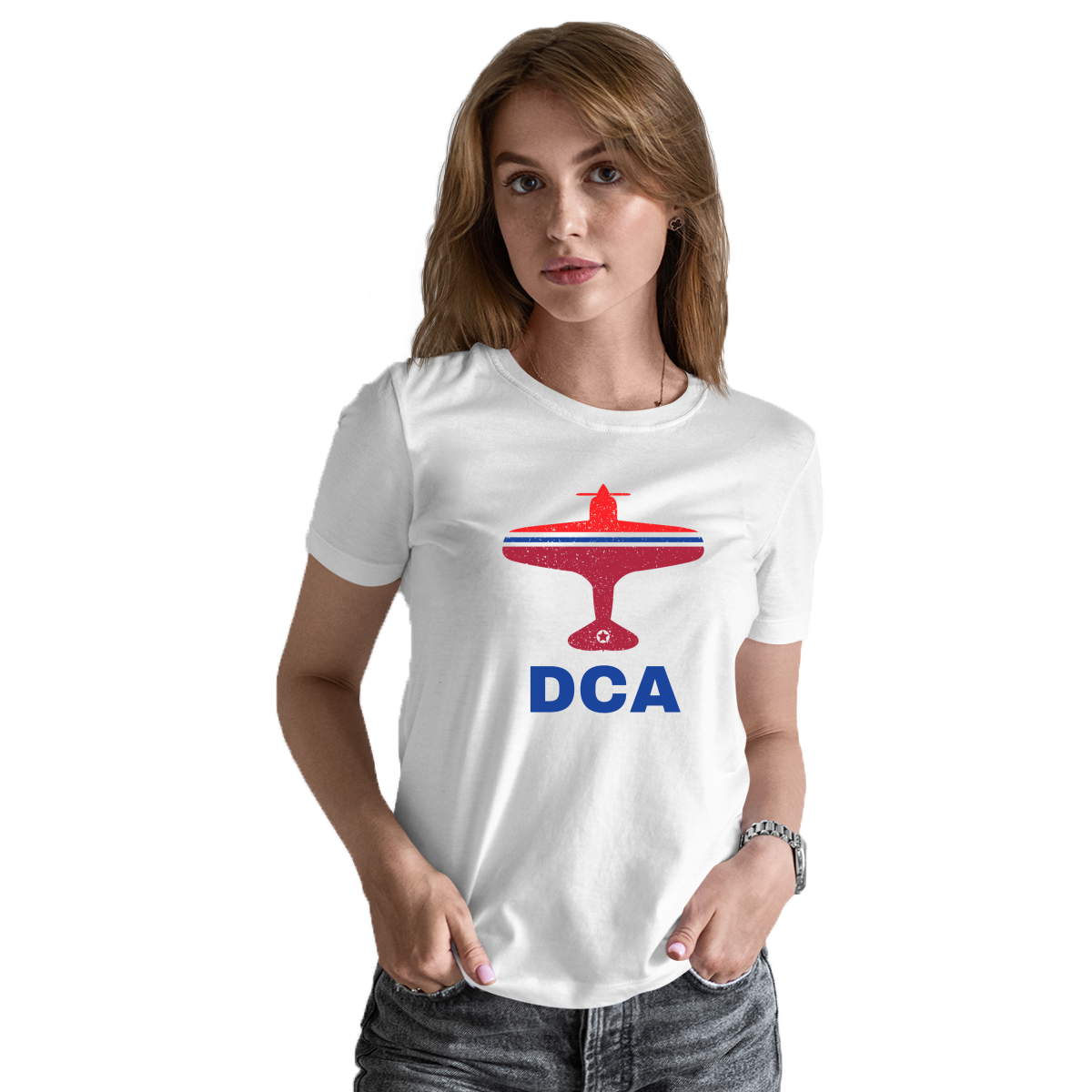 Fly Washington D.C. DCA Airport Women's T-shirt | White