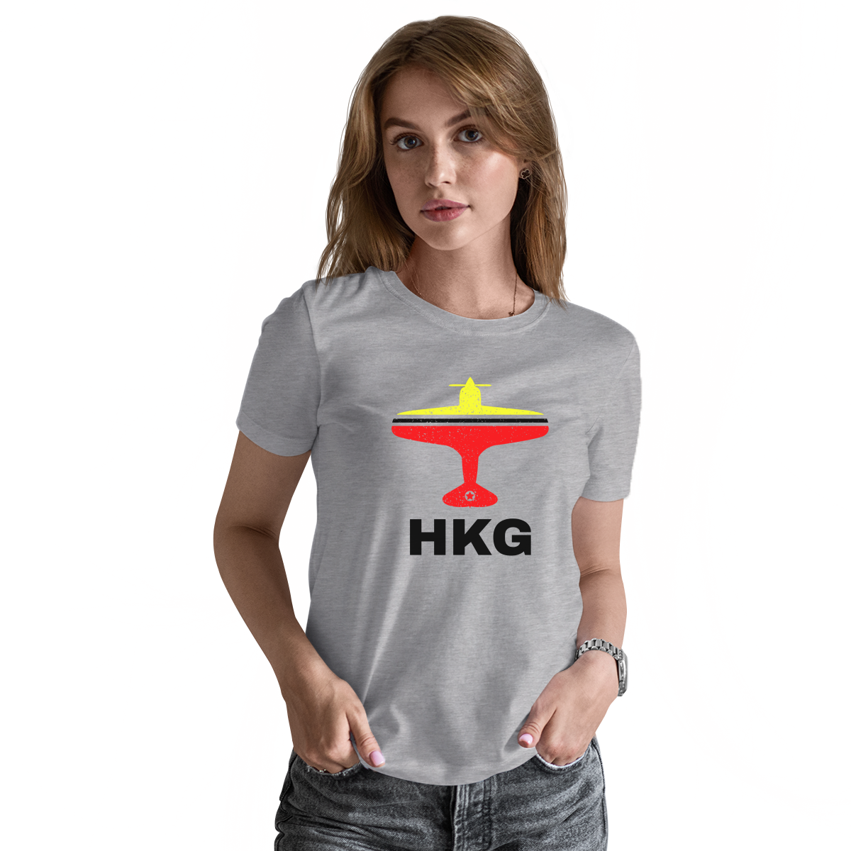 Fly Hong Kong HKG Airport Women's T-shirt | Gray