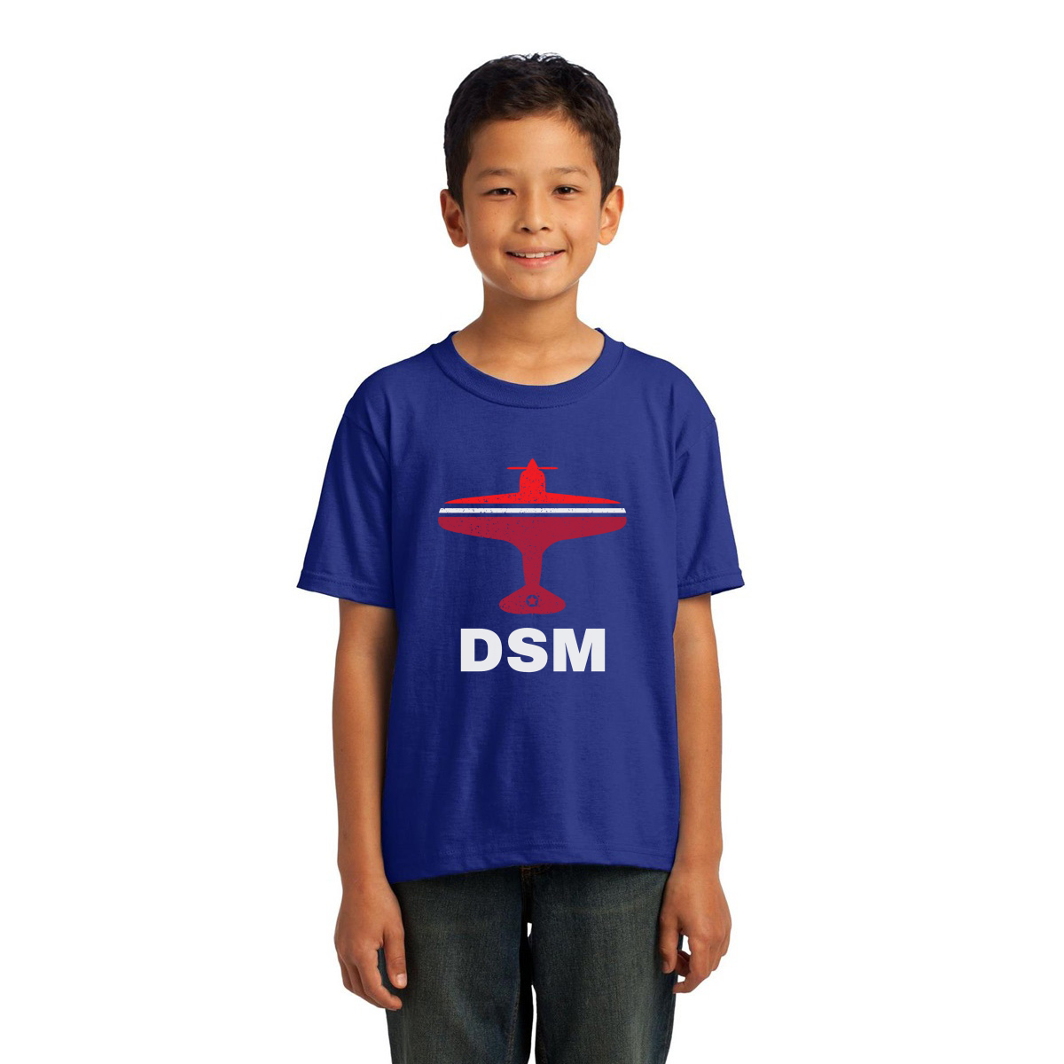 Fly Des Moines DSM Airport Kids T-shirt | Blue