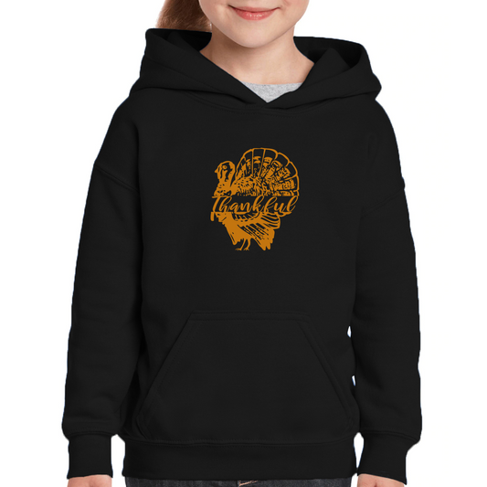 Thankful Turkey Kids Hoodie | Black
