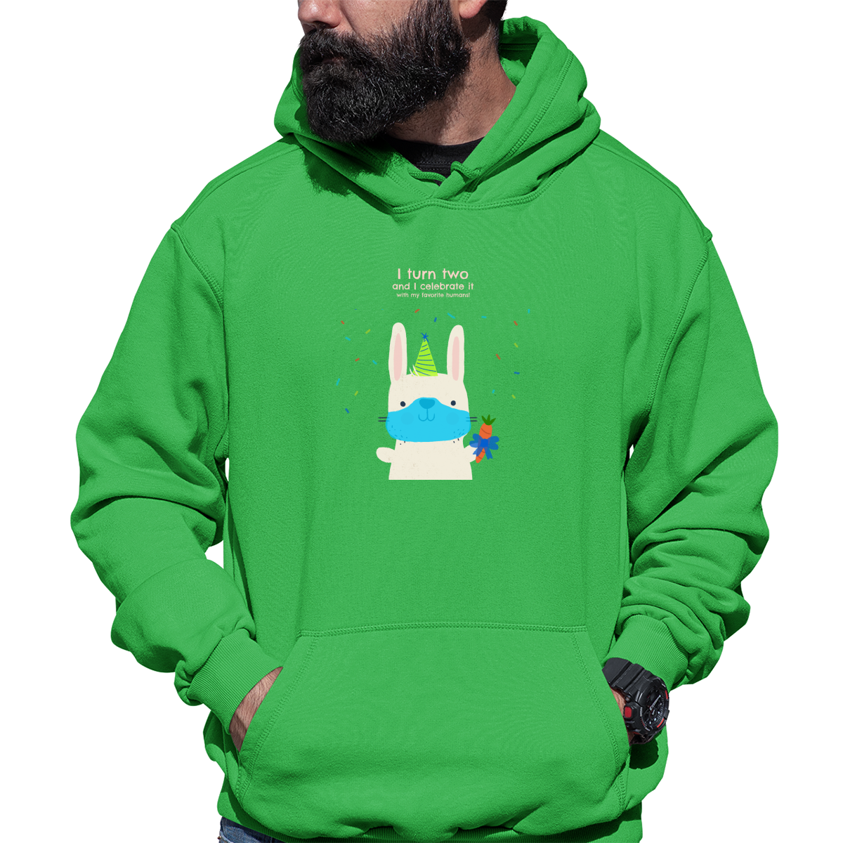 I turn two and I celebrate it with my favorite humans Unisex Hoodie | Green