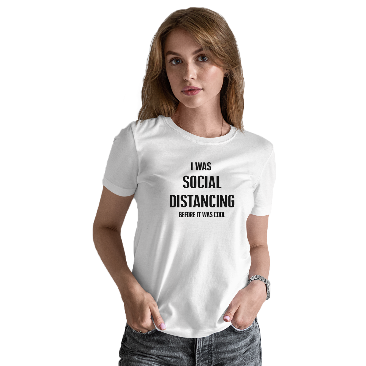 I was social distancing before it was cool Women's T-shirt | White