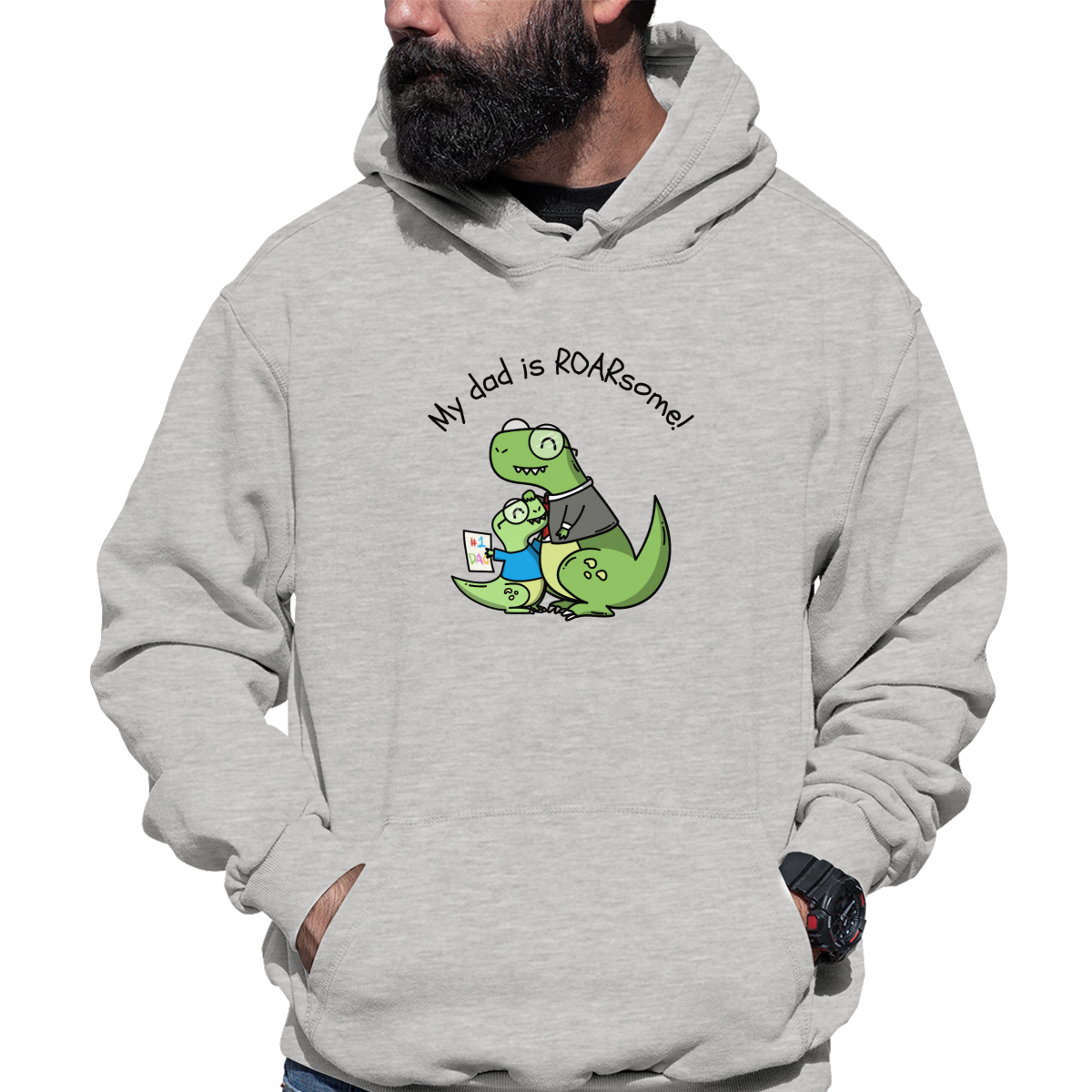 My dad is roarsome Unisex Hoodie | Gray