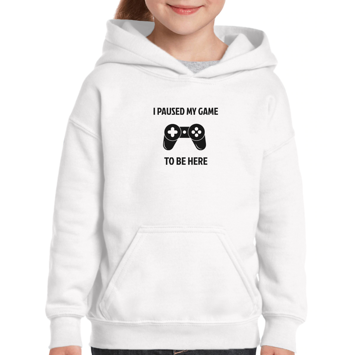 I Paused My Game To Be Here Kids Hoodie | White