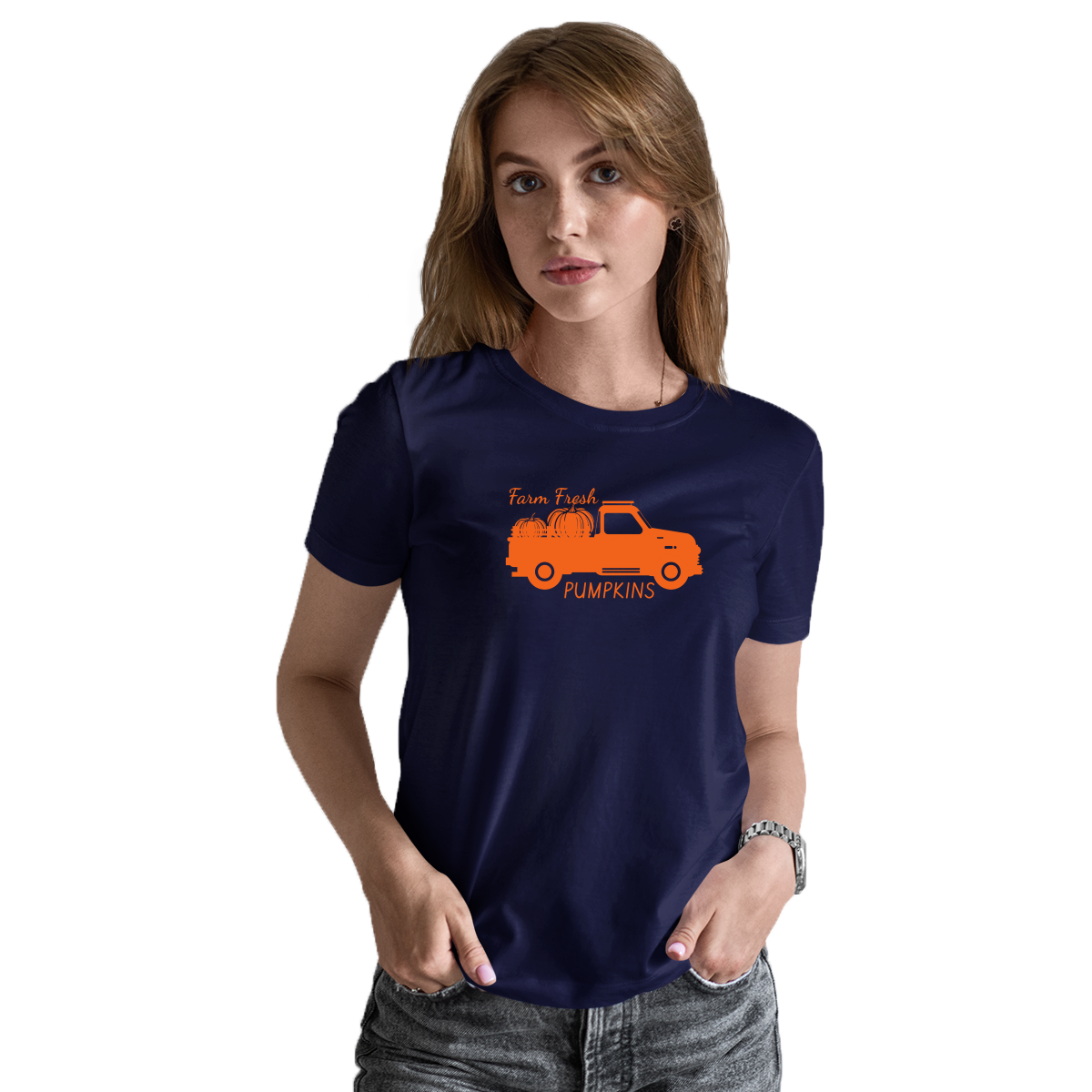 Farm Fresh Pumpkins Women's T-shirt | Navy