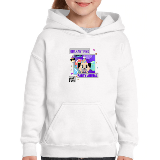 Quarantined Party Animal Kids Hoodie | White