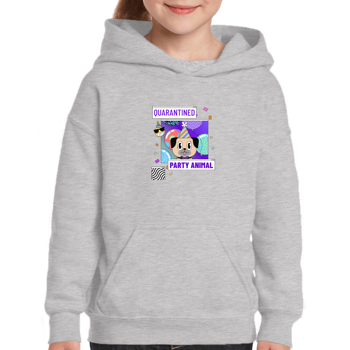 Quarantined Party Animal Kids Hoodie | Gray