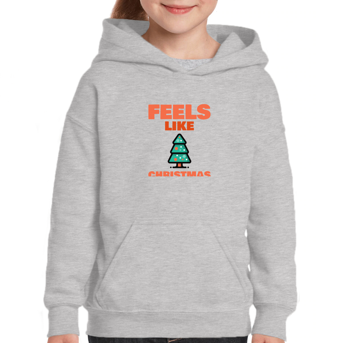 Feels Like Christmas Kids Hoodie | Gray
