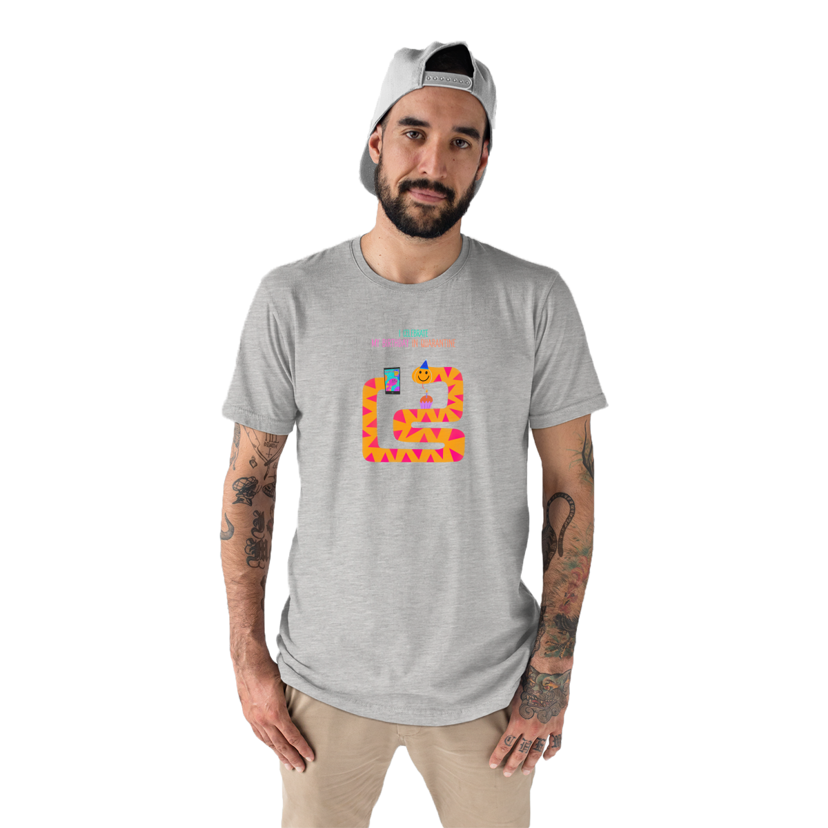I celebrate my birthday in quarantine Men's T-shirt | Gray