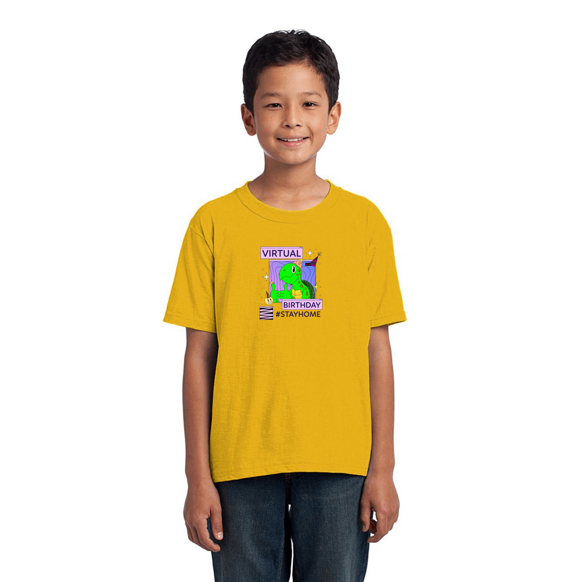 Virtual Party Stay Home Toddler T-shirt | Yellow