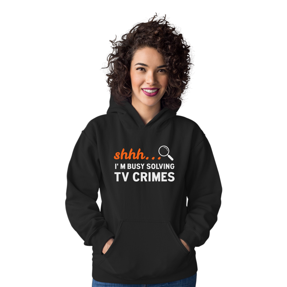 Shh I'm Busy Solving TV Crimes Unisex Hoodie | Black