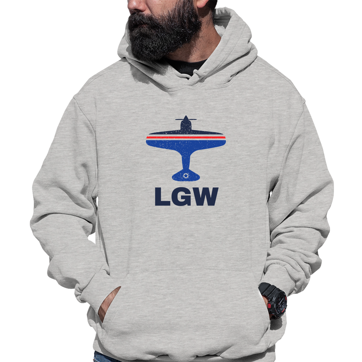 Fly London LGW Airport Unisex Hoodie | Gray