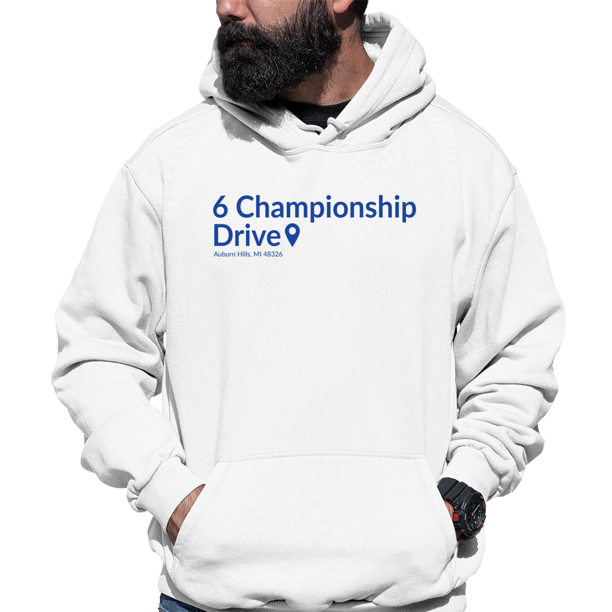 Detroit Basketball Stadium Unisex Hoodie | White