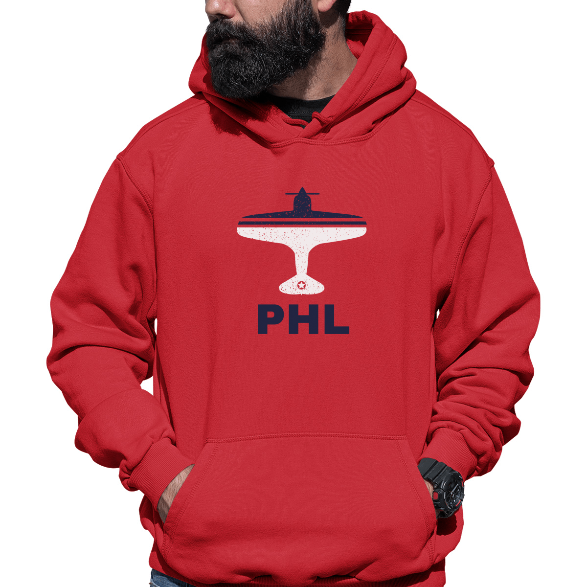 Fly Philadelphia PHL Airport Unisex Hoodie | Red