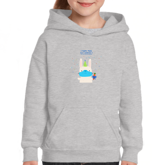 I turn two and I celebrate it with my favorite humans Kids Hoodie | Gray