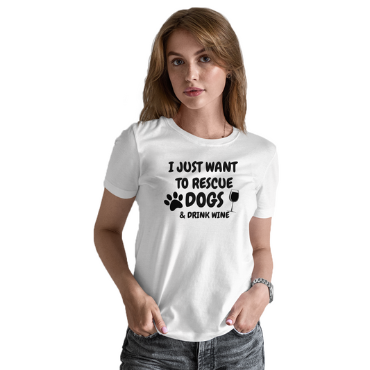Dogs and Drink Wine Women's T-shirt | White