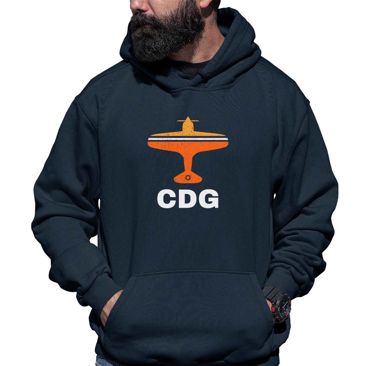 Fly Paris CDG Airport Unisex Hoodie | Navy