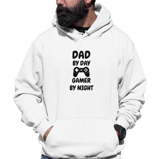 Dad By Day Gamer By Night Unisex Hoodie | White