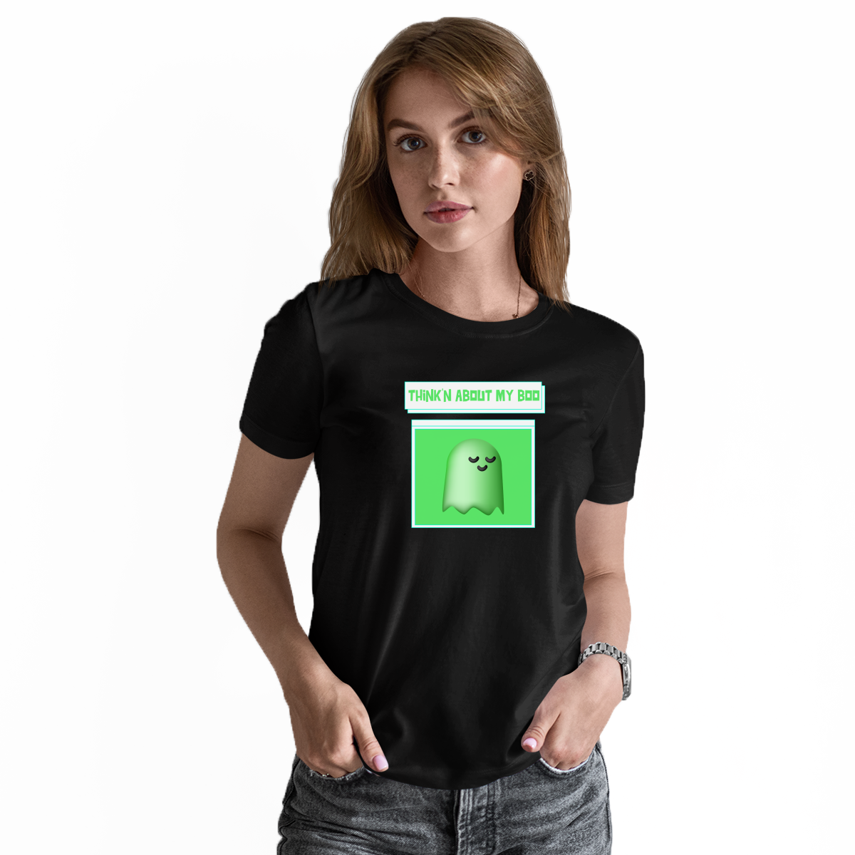 Think'n About My Boo Women's T-shirt | Black