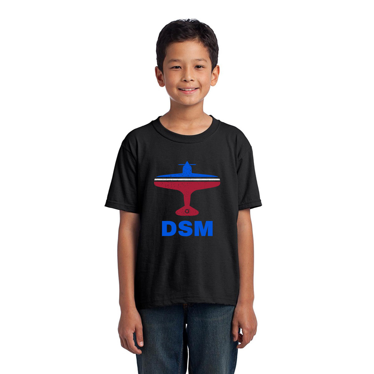 Fly Des Moines DSM Airport Kids T-shirt | Black