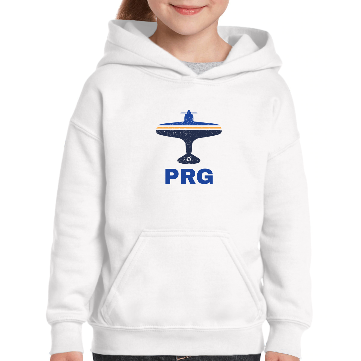 Fly Prague PRG Airport Kids Hoodie | White