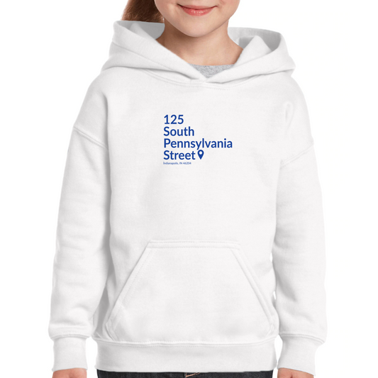 Indiana Basketball Stadium Kids Hoodie | White