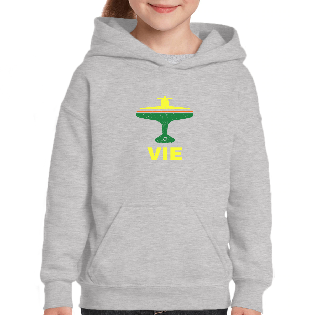 Fly Vienna VIE Airport Kids Hoodie | Gray