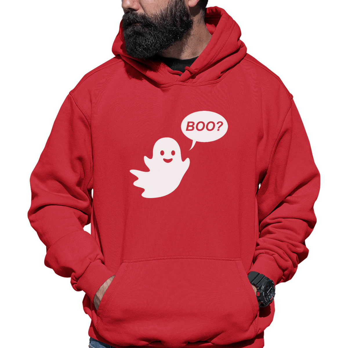 Cute Ghost Halloween Unisex Hoodie | Red