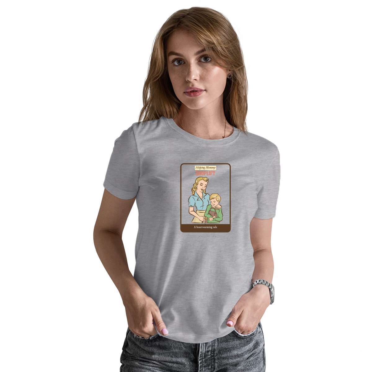 Helping Mommy Shoplift Women's T-shirt | Gray