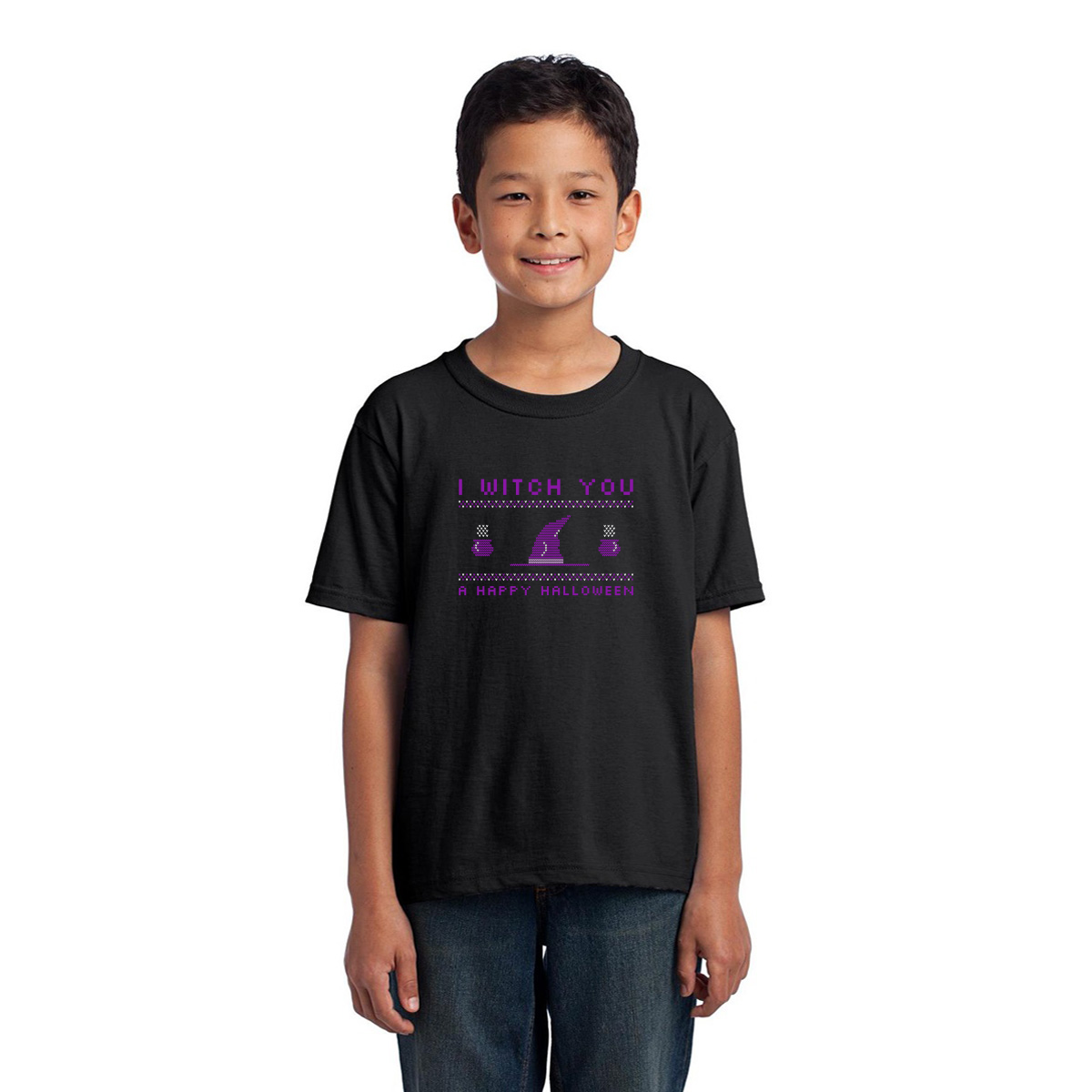 I Witch You a Happy Halloween Kids T-shirt | Black