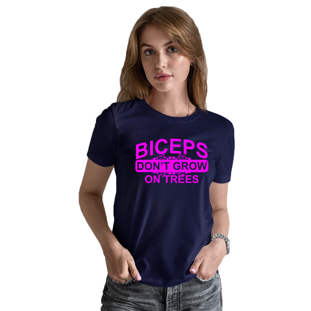 Biceps Don't Grow On Trees Women's T-shirt | Navy