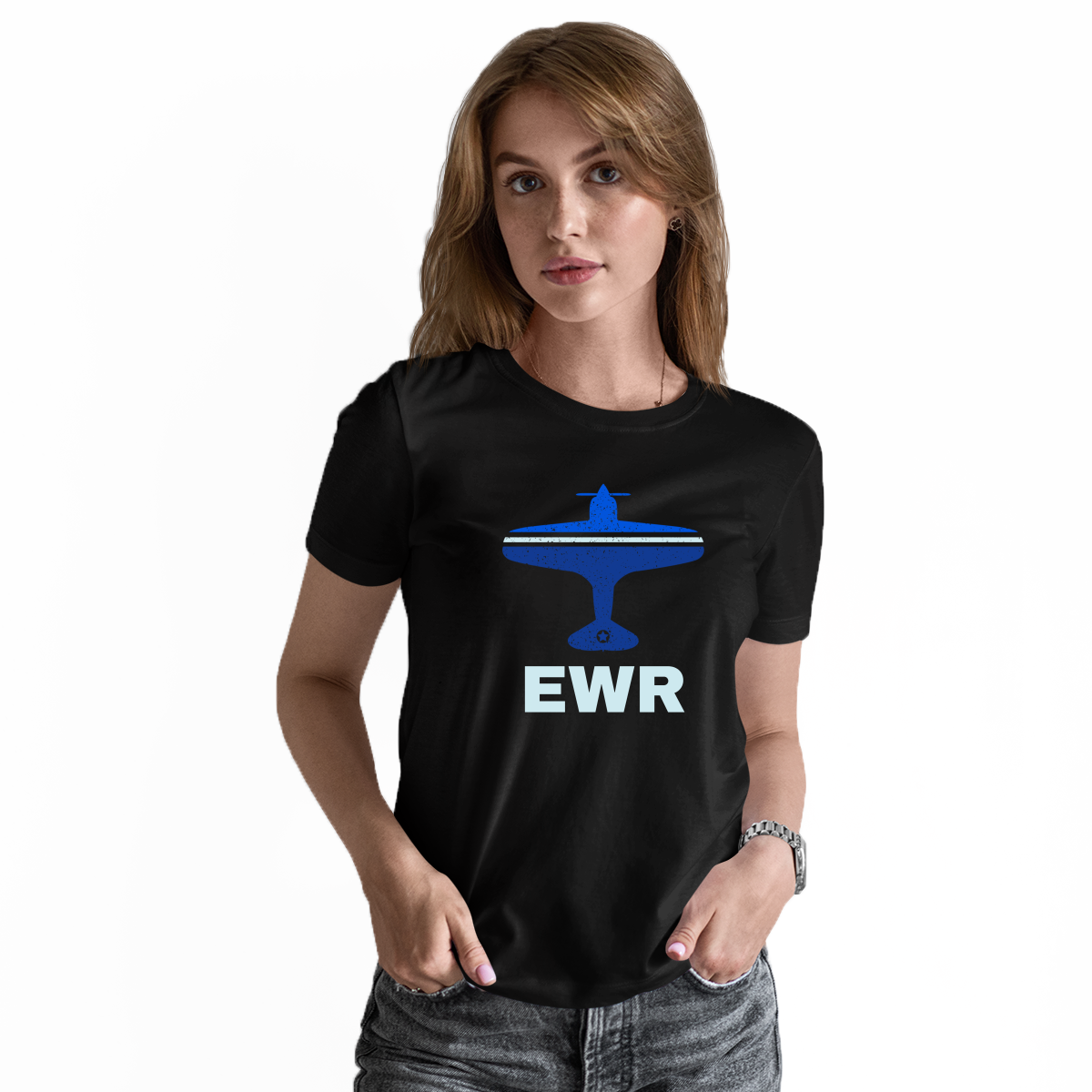 Fly Newark EWR Airport Women's T-shirt | Black