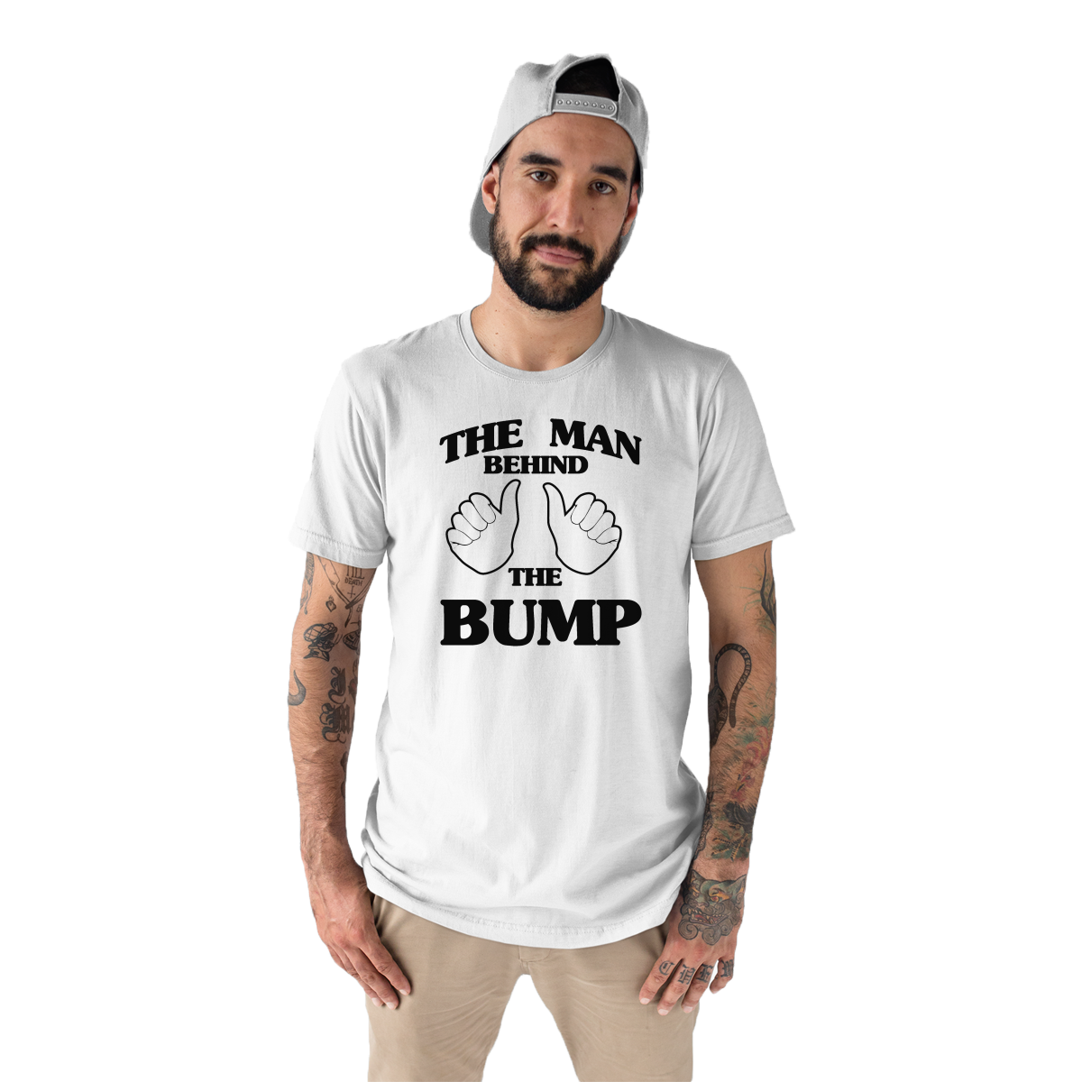 The Man Behind The Bump Men's T-shirt | White