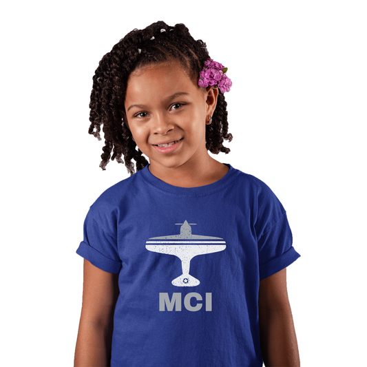 Fly Kansas City MCI Airport Kids T-shirt | Blue