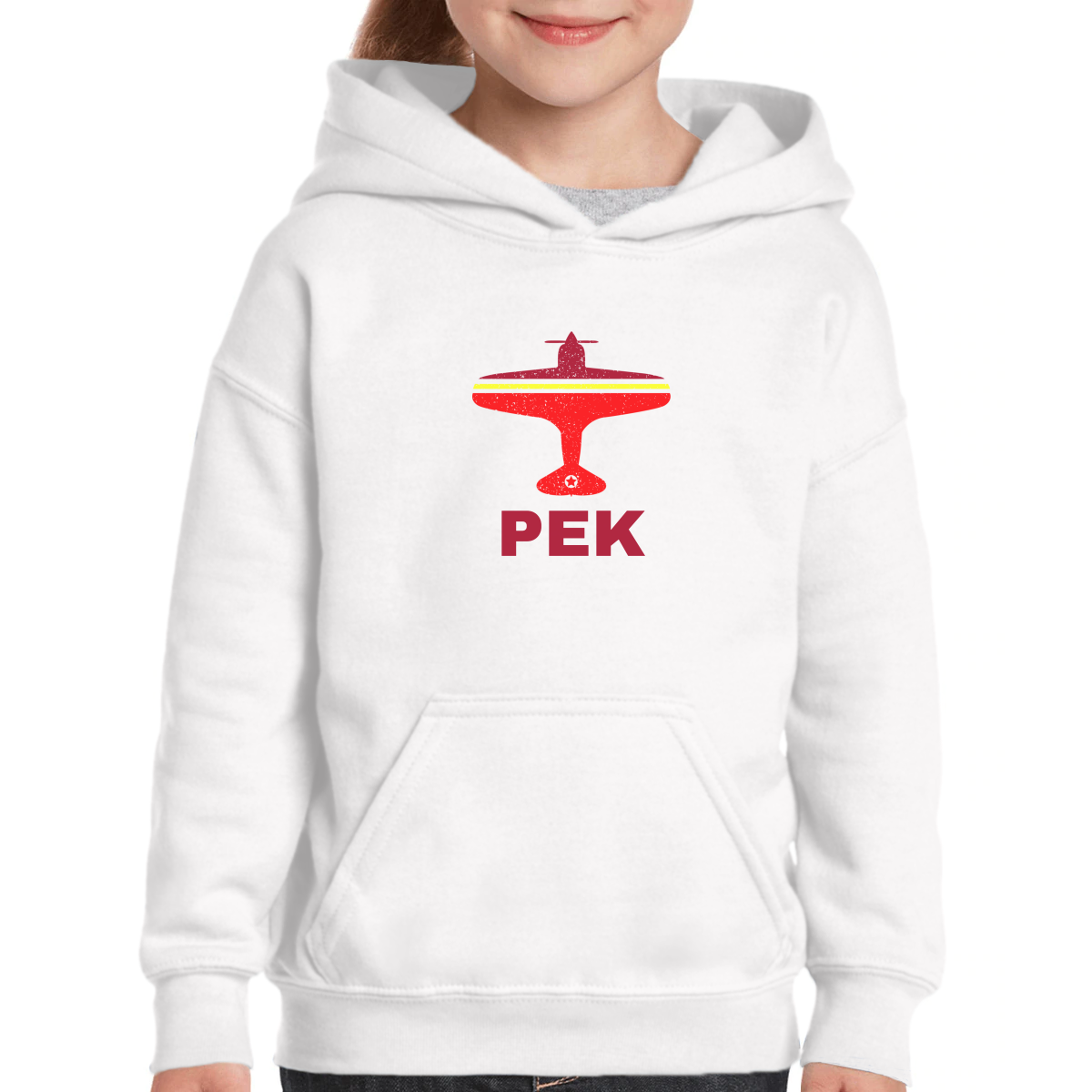 Fly Beijing PEK Airport Kids Hoodie | White