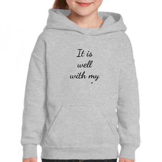 It Is Well With My Soul Kids Hoodie | Gray
