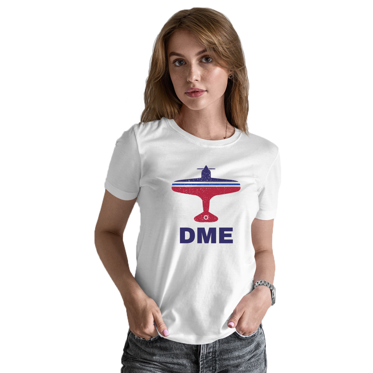 Fly Moscow DME Airport Women's T-shirt | White