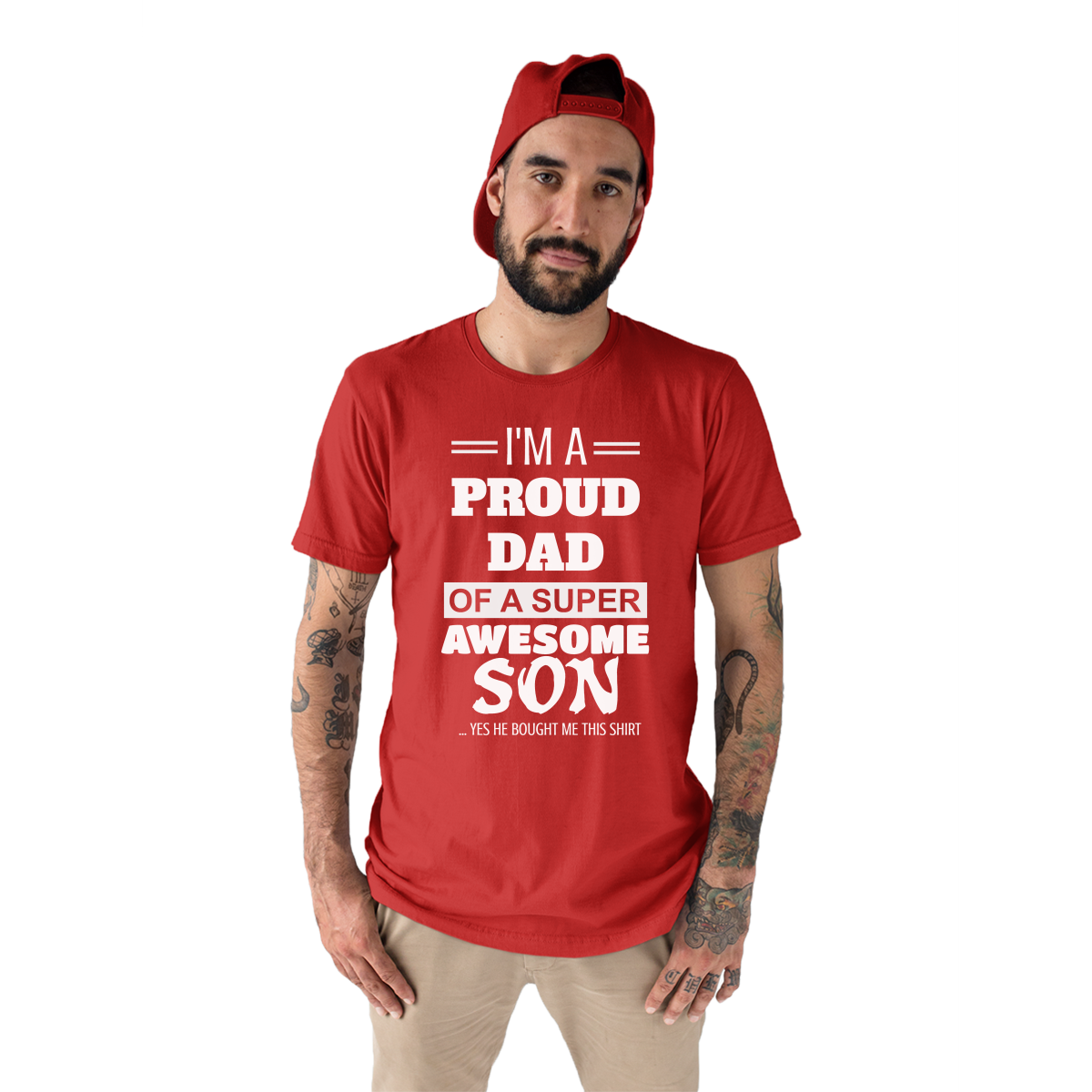 I'm a Proud dad of a super Awesome Son Men's T-shirt | Red