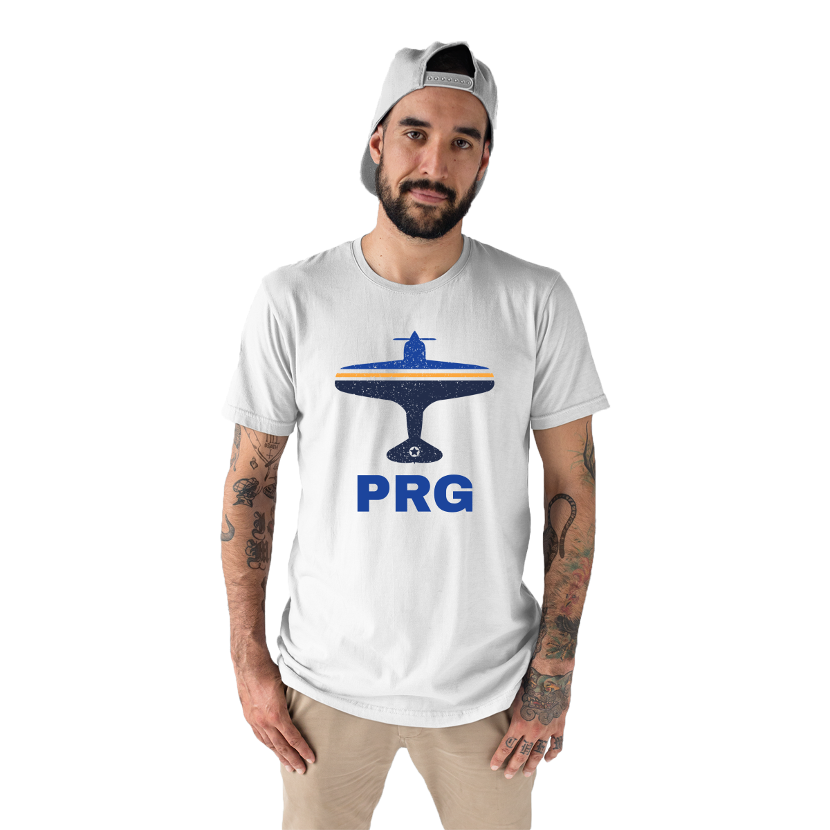 Fly Prague PRG Airport Men's T-shirt | White