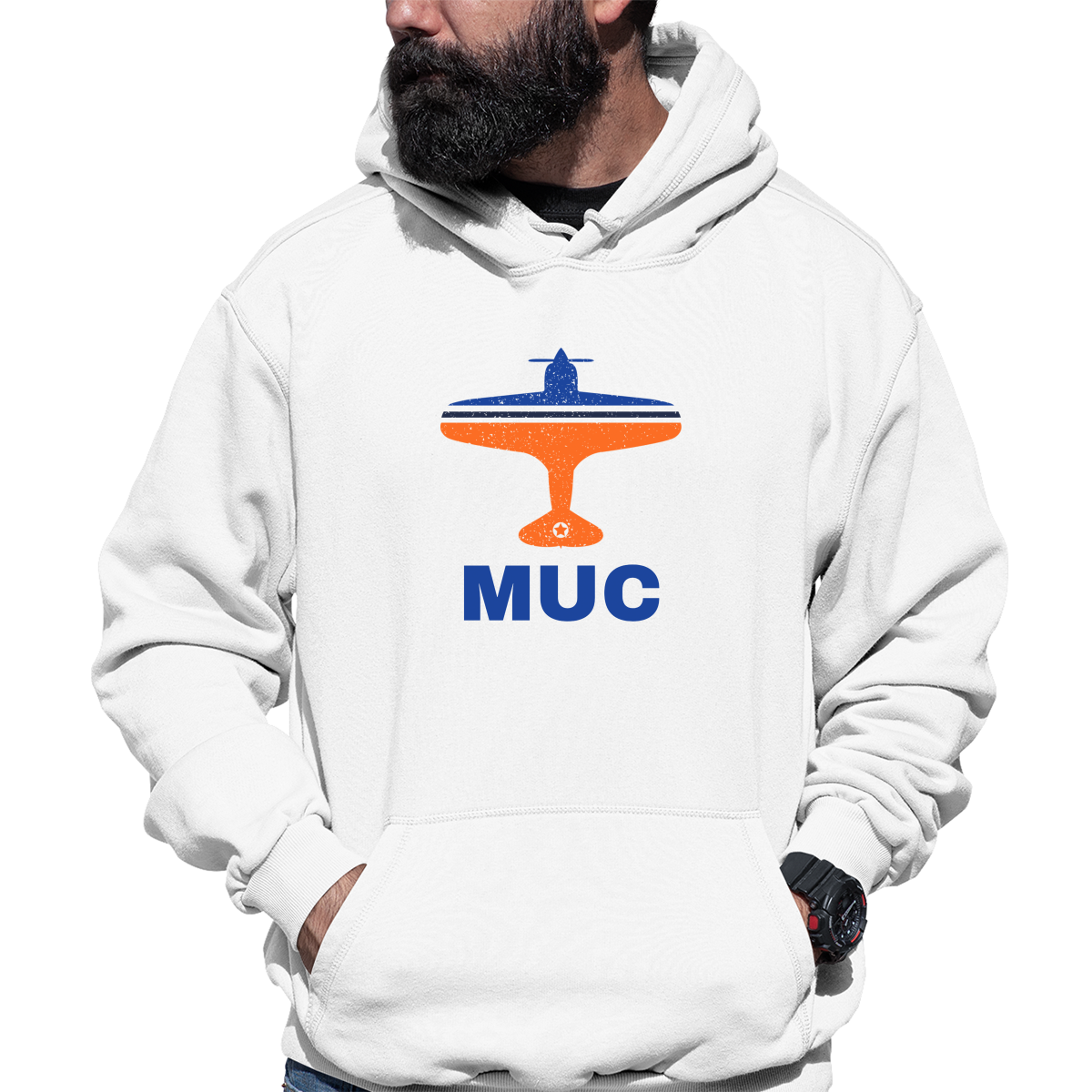 Fly Munich MUC Airport Unisex Hoodie | White