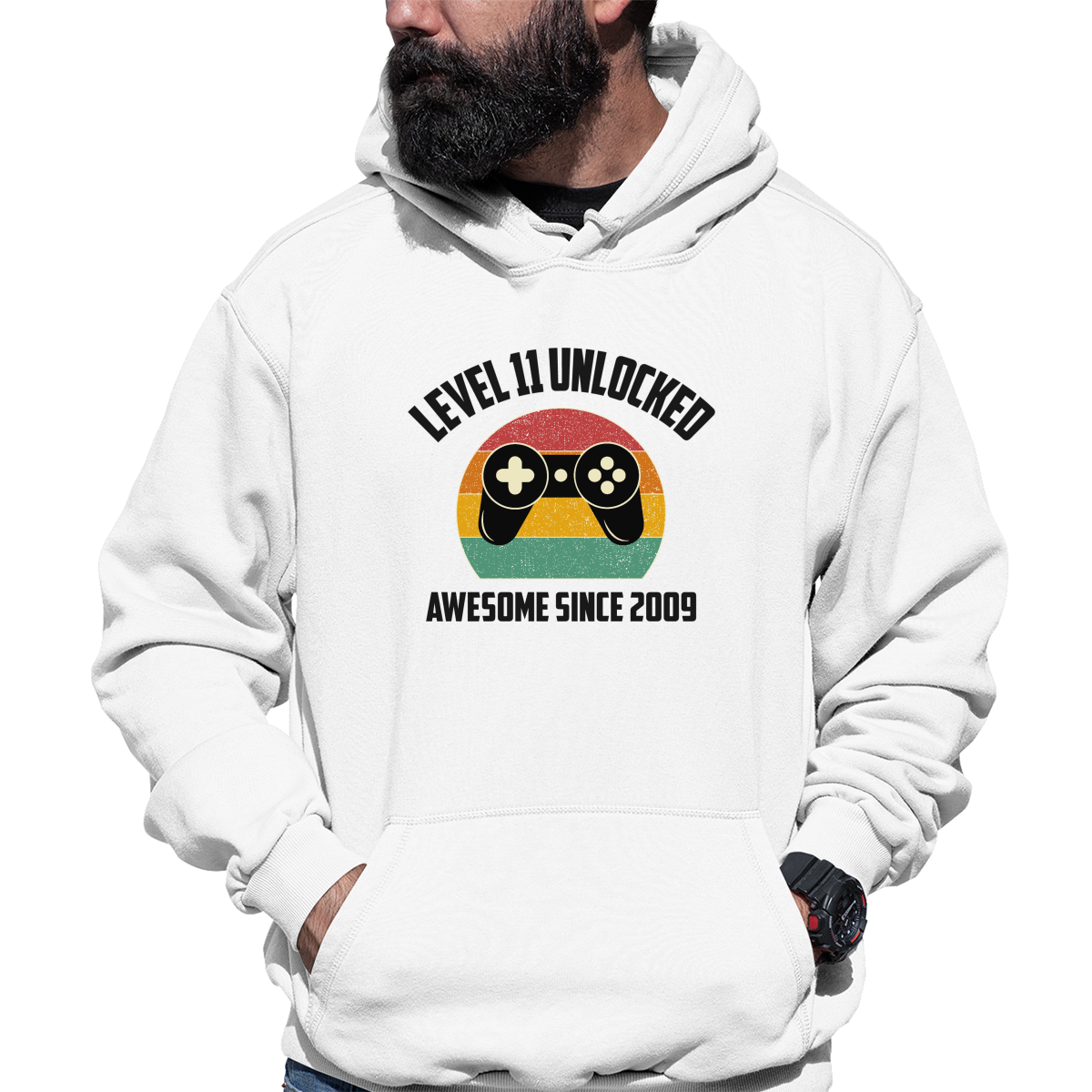 LEVEL 11 UNLOCKED Unisex Hoodie | White