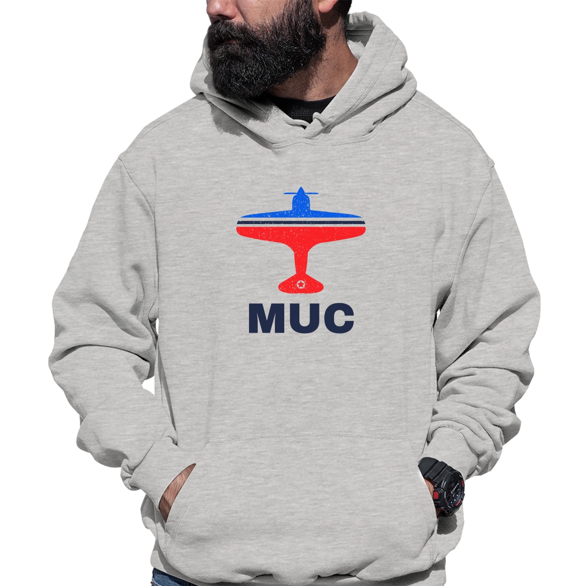 Fly Munich MUC Airport Unisex Hoodie | Gray