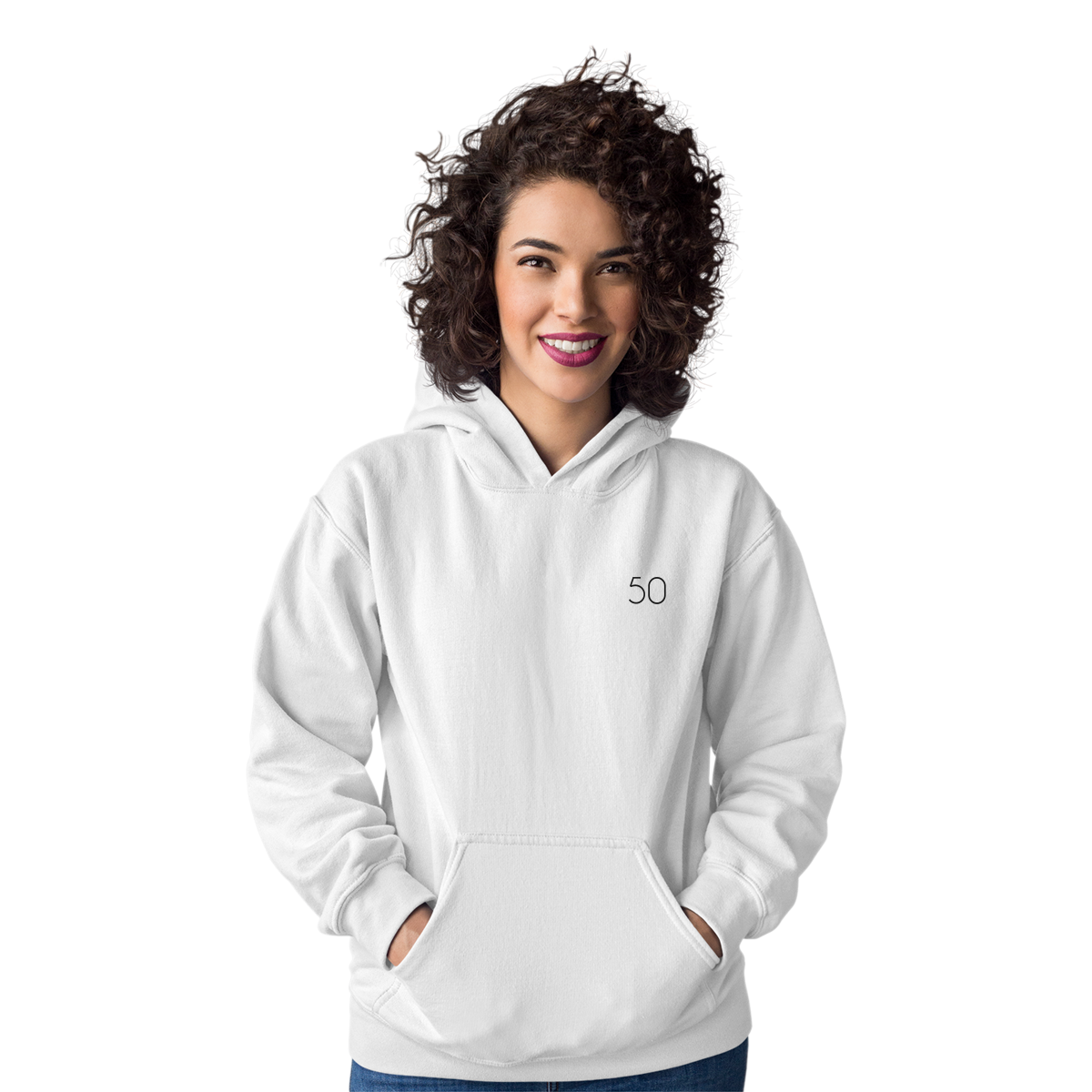 Simple 50 Unisex Hoodie | White