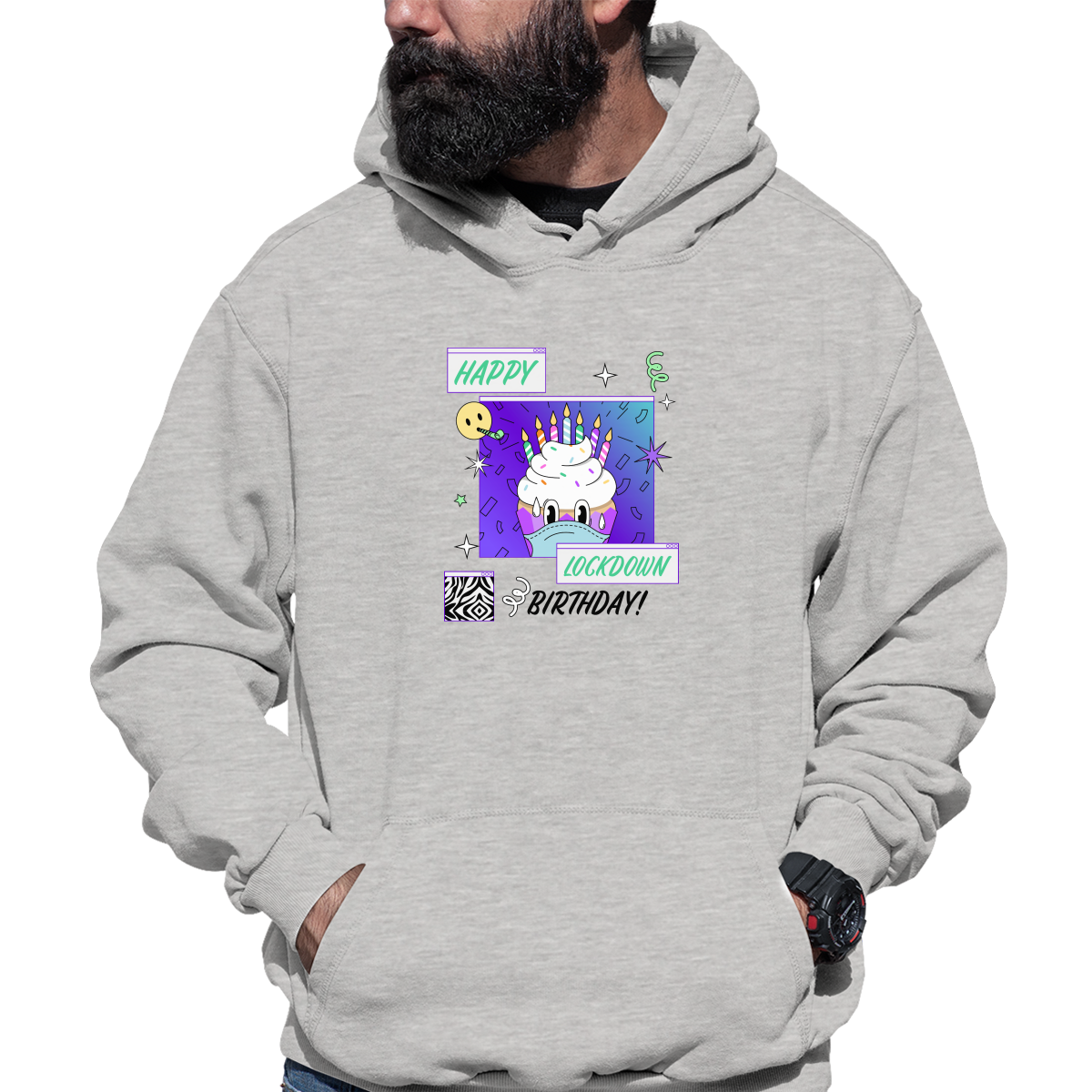 Happy Lock-down Birthday Unisex Hoodie | Gray