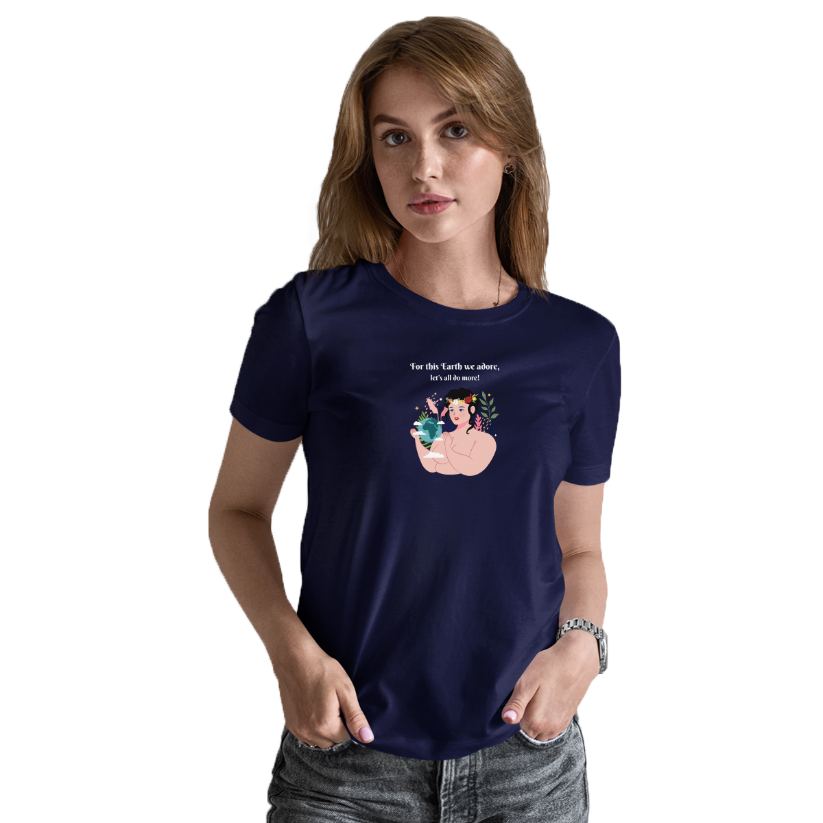 For this World we adore, let's all do more! Women's T-shirt | Navy