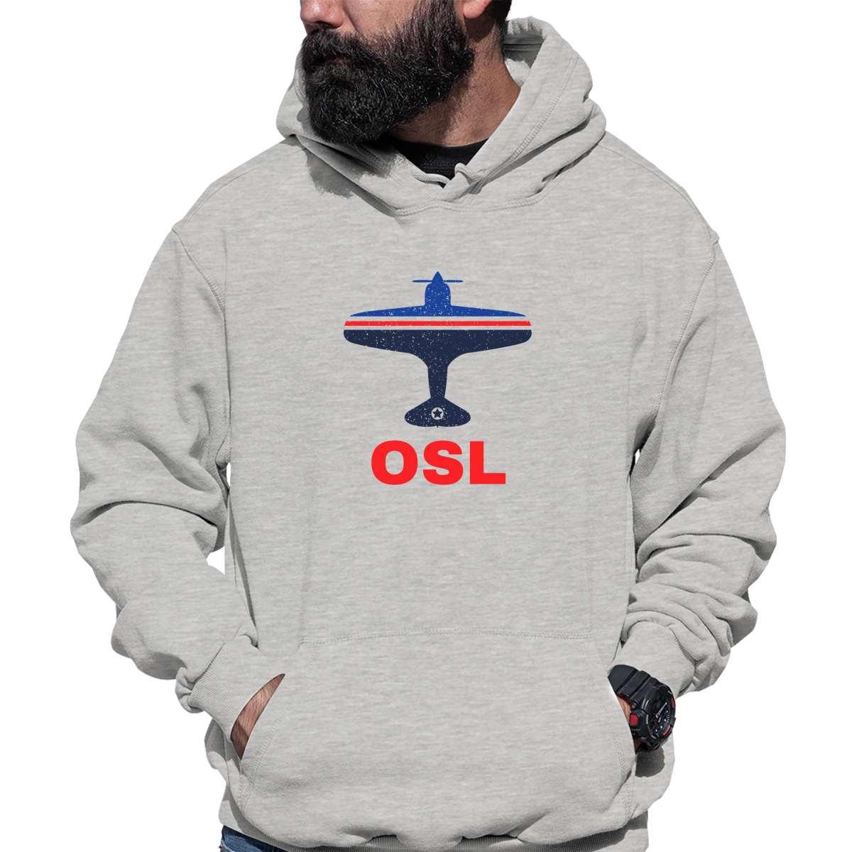 Fly Oslo OSL Airport Unisex Hoodie | Gray