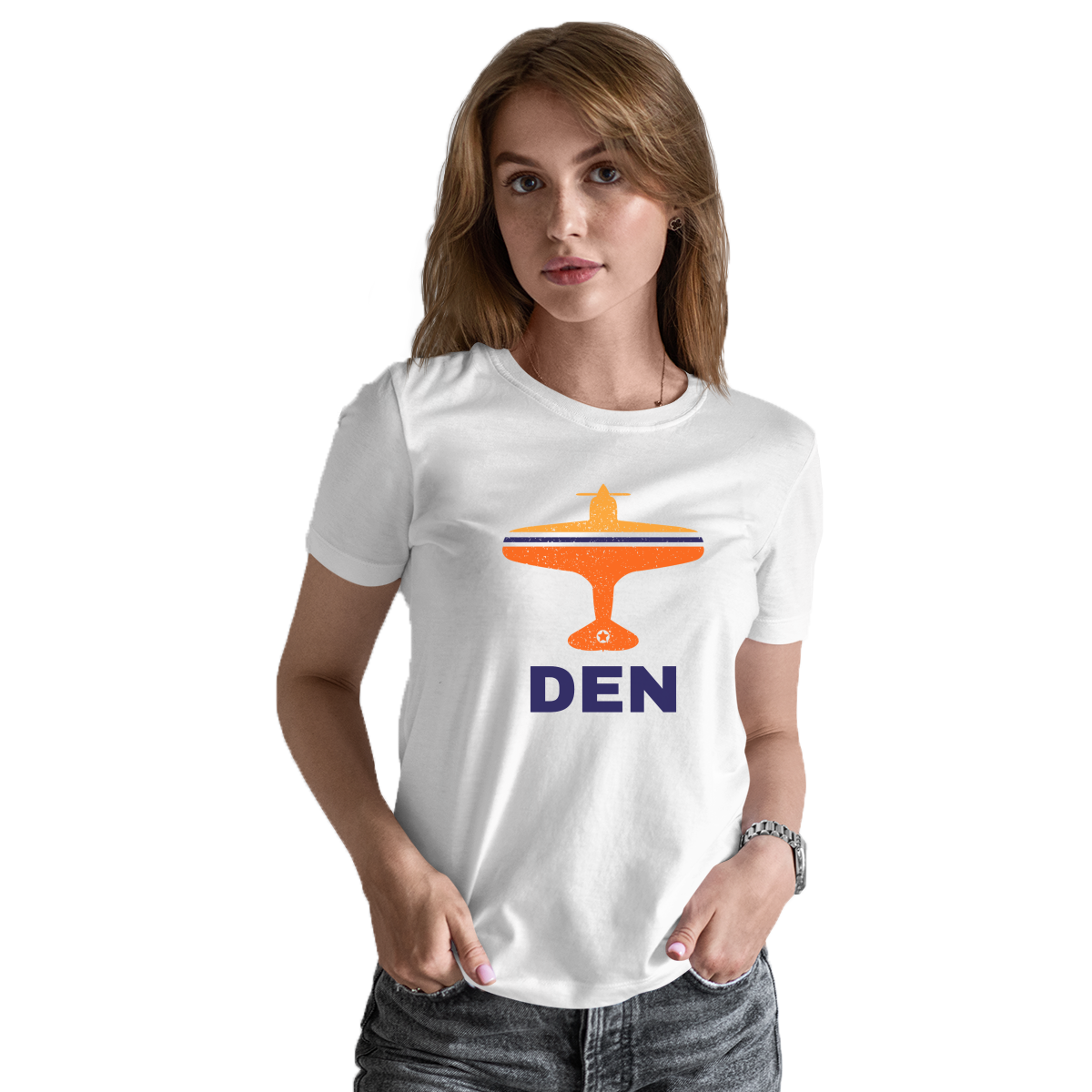 Fly Denver DEN Airport Women's T-shirt | White
