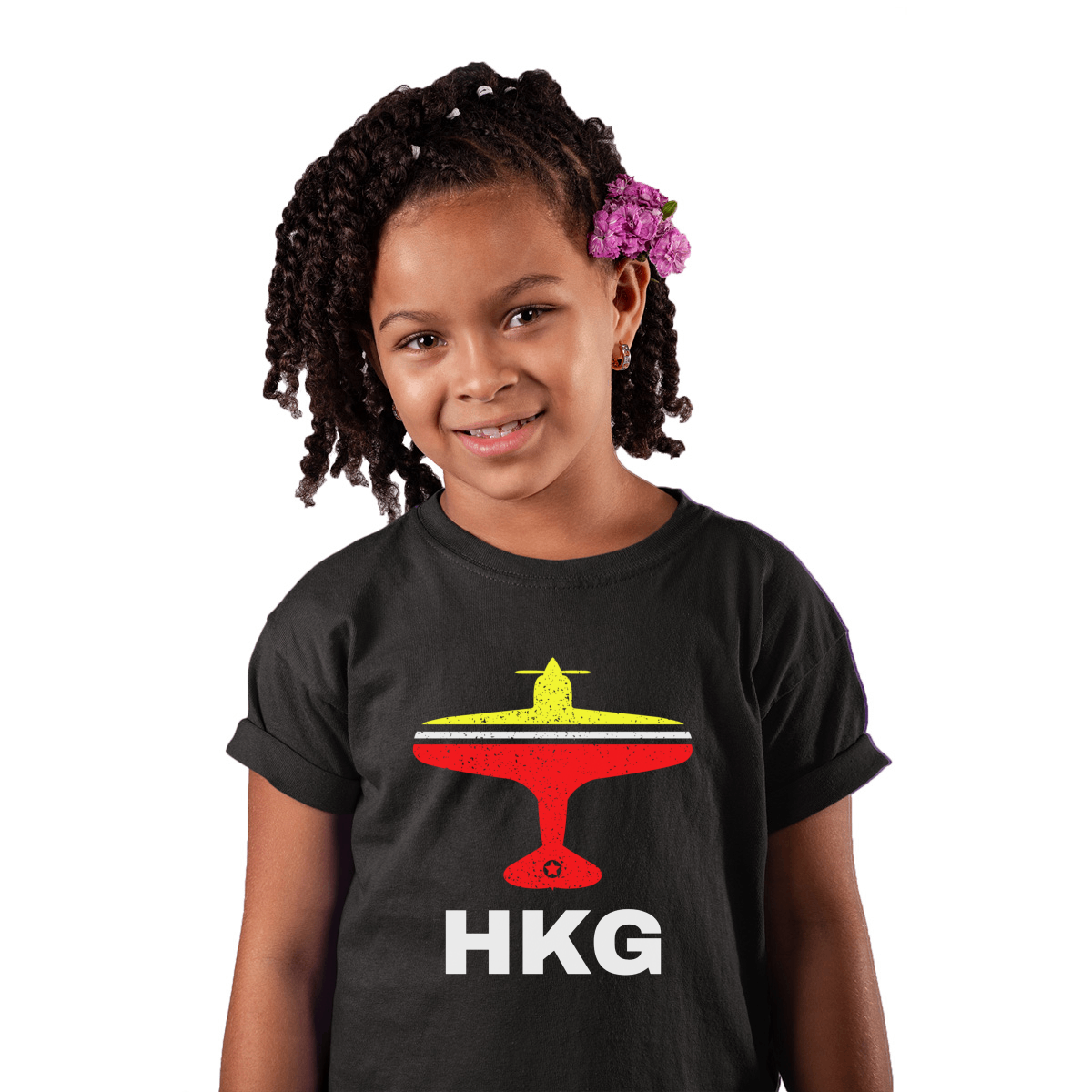 Fly Hong Kong HKG Airport Kids T-shirt | Black