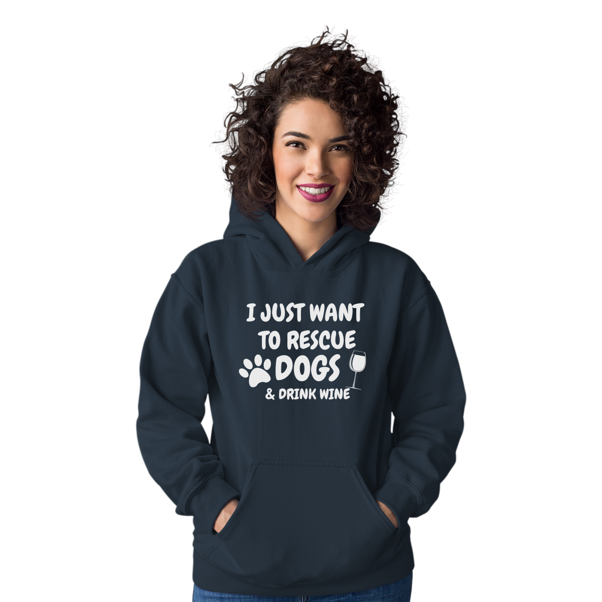 Dogs and Drink Wine Unisex Hoodie | Navy