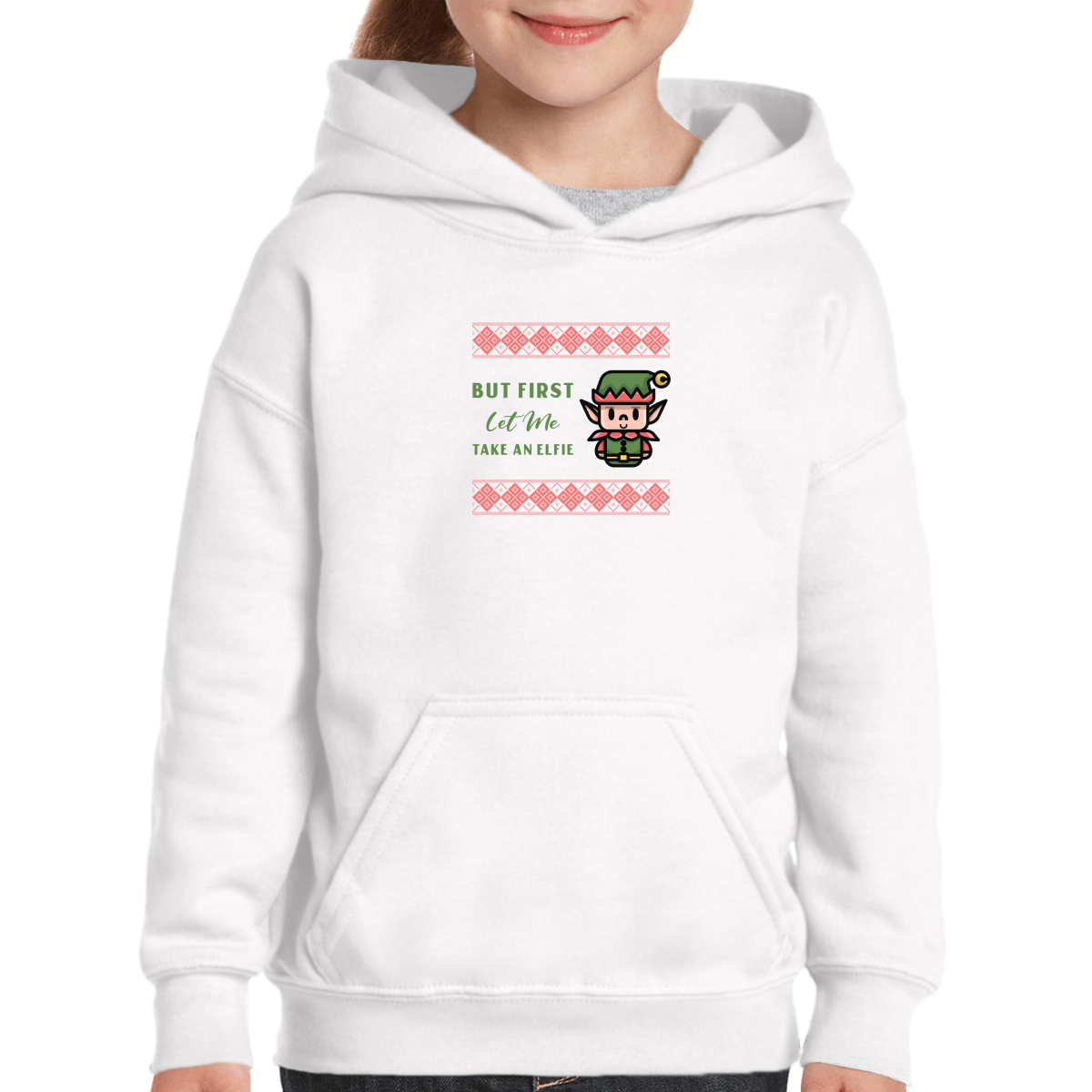 But First Let Me Take an Elfie Kids Hoodie | White